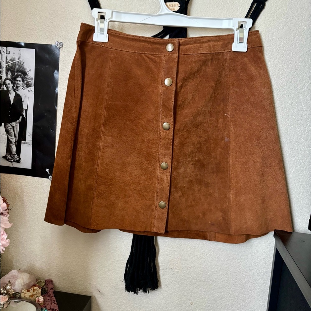 Forever 21 Suede Brown A-Line Mini Skirt